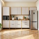 Ver imagem 1 de Cozinha Completa Modulada 6 Peças 11 Portas 6 Gavetas em MDF Nobre Bege/Cinamomo/Off White