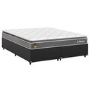 Ver imagem 1 de Cama Box Queen Couro Preto + Colchão Life D33 Pillow Top Cinza 56x158x198cm - e-Shop Casa
