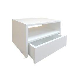 Mesa de Cabeceira Nicho com Gaveteiro Suspenso de Parede Branco Laca - 1