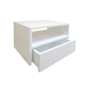 Mesa de Cabeceira Nicho com Gaveteiro Suspenso de Parede Branco Laca