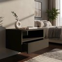 Ver imagem 1 de Mesa de Cabeceira Nicho com Gaveteiro Suspenso de Parede Preto Laca