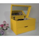 Ver imagem 4 de Porta Maquiagem Caixa Organizadora com Espelho Amarelo Laca