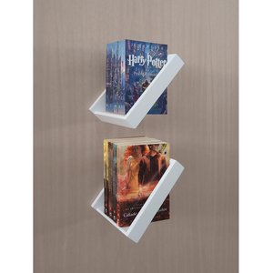 Prateleira Porta Livros Suporte Estante Nicho Decorativo Parede 2 peças Branco Laca
