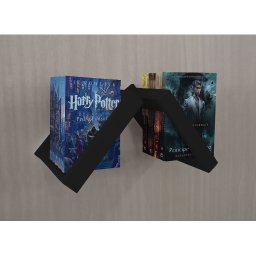 Prateleira Porta Livros Suporte Estante Nicho Decorativo Parede 2 peças Preto Laca - 5