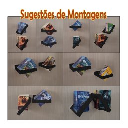 Prateleira Porta Livros Suporte Estante Nicho Decorativo Parede 2 peças Preto Laca - 7