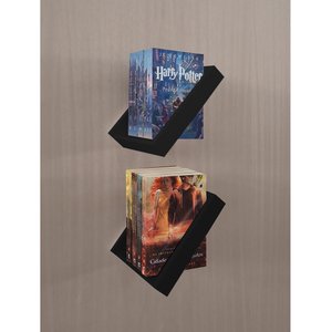 Prateleira Porta Livros Suporte Estante Nicho Decorativo Parede 2 peças Preto Laca