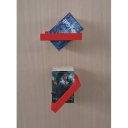 Ver imagem 4 de Prateleira Porta Livros Suporte Estante Nicho Decorativo Parede 2 Peças Vermelho Laca
