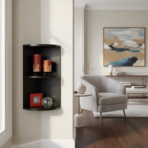 Cantoneira Nicho Prateleira de Canto Suspenso Multiuso Cozinha Preto Laca