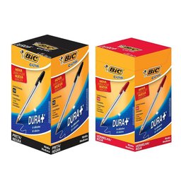 Kit Caixa de Caneta Esferográfica Cristal 1.0mm 100 Unidades Preto e Vermelho - Bic - 3