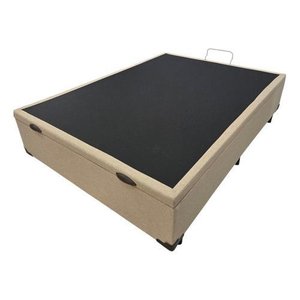 Base Box Bau Casal Linho Bege ( Blindada ) Super Reforçada
