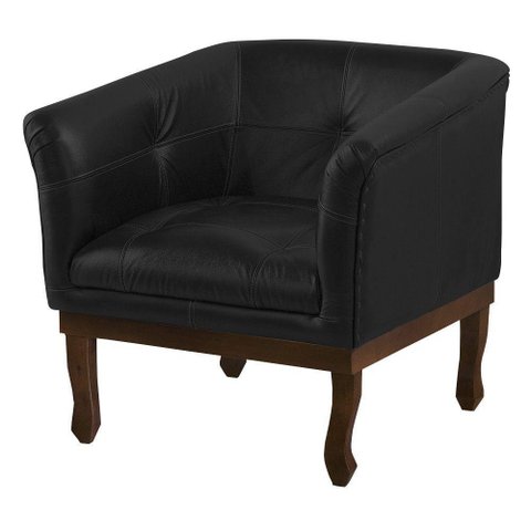 Poltrona Decorativa Noah Couro Preto Fosco
