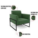 Ver imagem 6 de Poltrona Base Industrial Alta Preto Marisa Suede D03 - D’Rossi Verde