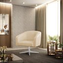 Ver imagem 1 de Poltrona Sala Decorativa Stella Giratória Cromada Sintético Pu Bege D03 - D’Rossi