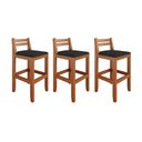 Ver imagem 2 de Kit 3 Banquetas em Madeira Maciça Ibiza 78 Cm - Malbec Assento Preto
