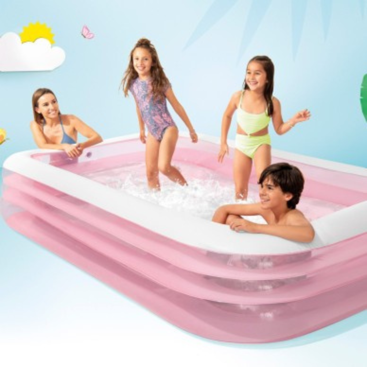 Ver imagem 3 de Piscina Inflável Familiar Intex 1050l Retangular 305x183cm:rosa