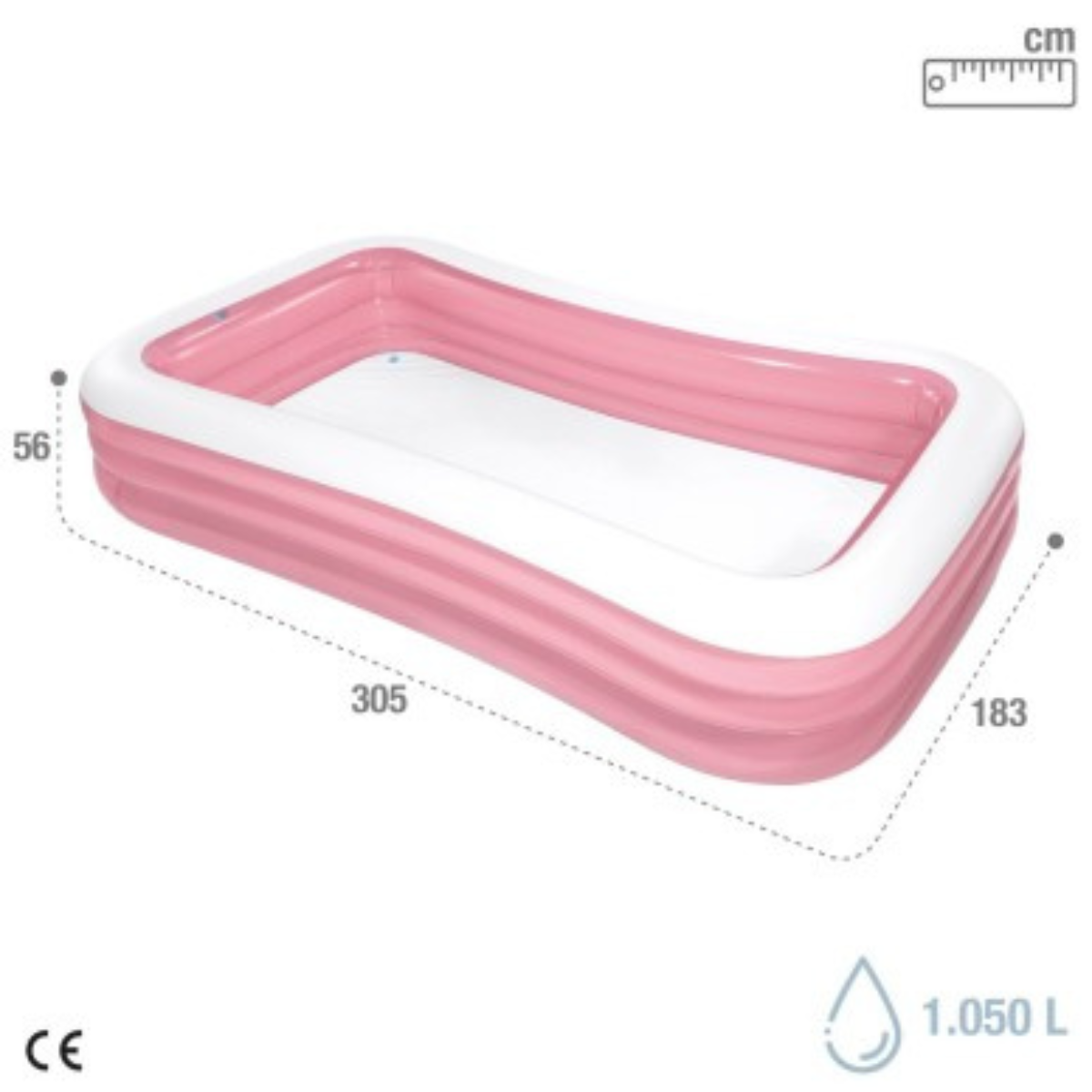 Piscina Inflável Familiar Intex 1050l Retangular 305x183cm:rosa - 2
