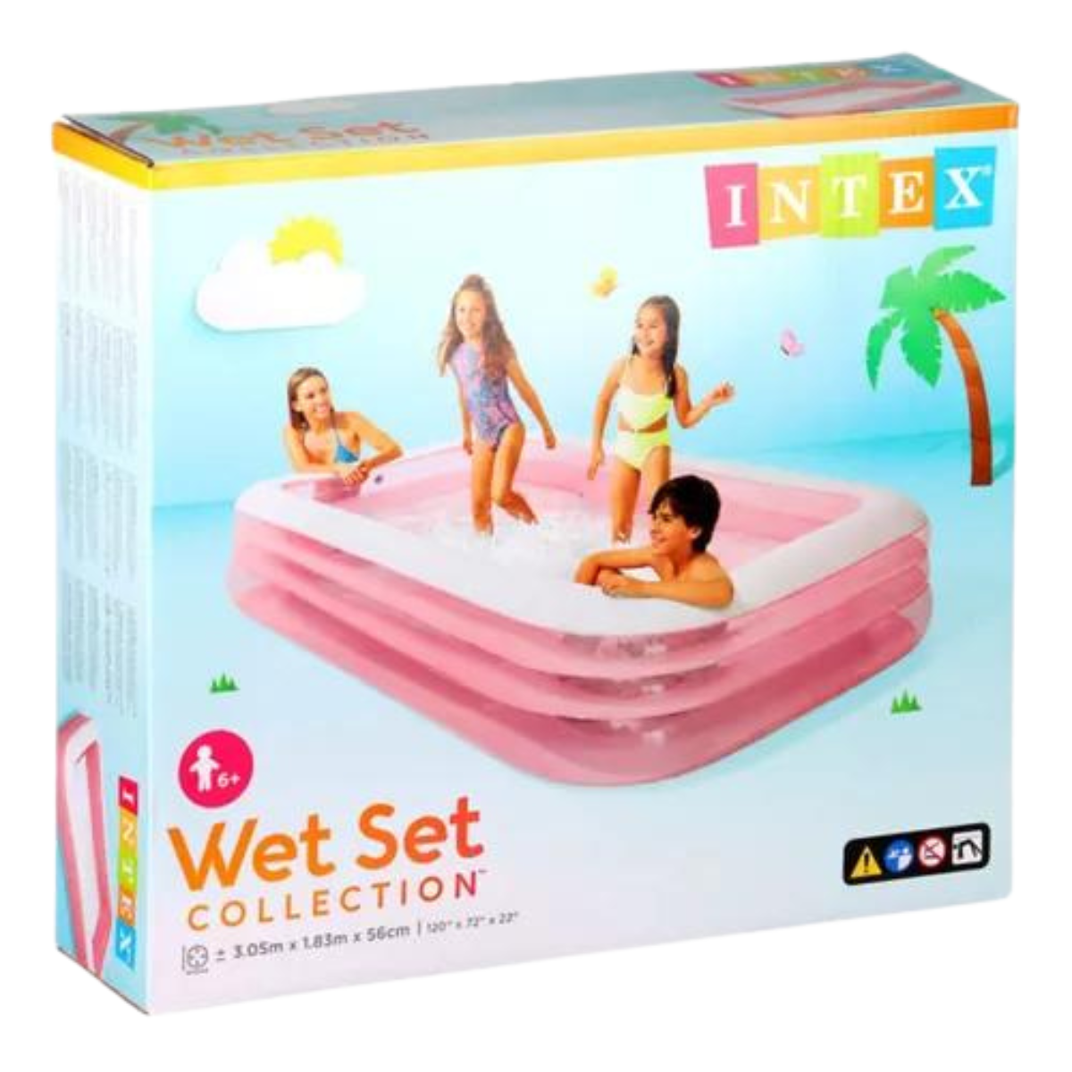 Piscina Inflável Familiar Intex 1050l Retangular 305x183cm:rosa - 8