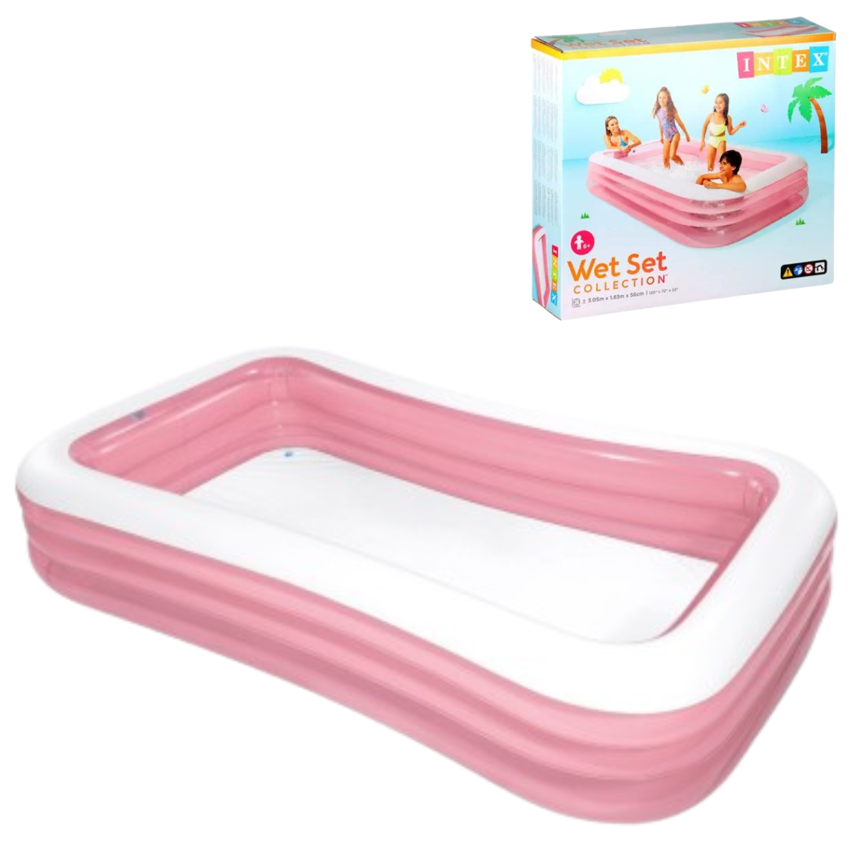 Piscina Inflável Familiar Intex 1050l Retangular 305x183cm:rosa - 9