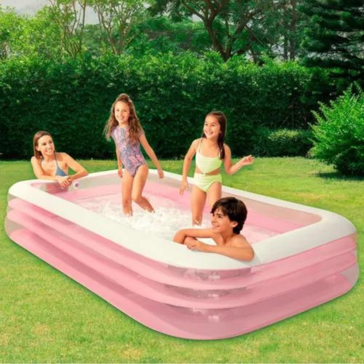 Piscina Inflável Familiar Intex 1050l Retangular 305x183cm:rosa - 5