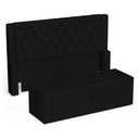 Ver imagem 1 de Cabeceira e Calçadeira Báu King Size Atena 195cm Capitonê Suede Preto - Abmaza