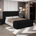 Ver imagem 2 de Cabeceira e Calçadeira Báu King Size Atena 195cm Capitonê Suede Preto - Abmaza