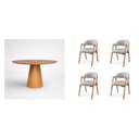 Ver imagem 3 de Conjunto Mesa de Jantar Cone Redonda 120cm com 4 Cadeiras Estofadas Gaia Yescasa