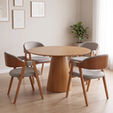 Ver imagem 1 de Conjunto Mesa de Jantar Cone Redonda 120cm com 4 Cadeiras Estofadas Gaia Yescasa