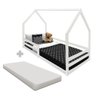 Mini Cama Solteiro Montessori Em Madeira Maciça Branco Com Colchão Bella Shop Jm - 2