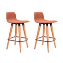 Ver imagem 1 de Kit 2 Banquetas Baixas Linea Aço Preto para Cozinha Balcao Ilha Gourmet Design - Terracota Assento