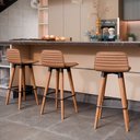 Ver imagem 2 de Kit 2 Banquetas Baixas Linea Aço Preto para Cozinha Balcao Ilha Gourmet Design - Terracota Assento