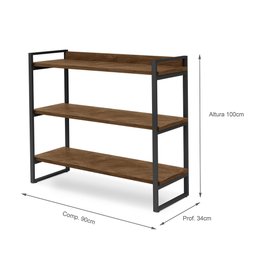 Aparador Industrial Milão 3 Prateleiras 90cm Klm Móveis - 3