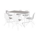 Ver imagem 6 de Mesa Industrial Jantar Retangular 137X90Cm Branca Base V Com 6 Cadeiras Brancas Ferro B Branco