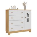 Ver imagem 2 de Cômoda Infantil 95cm 1 Porta com Vidro e 4 Gavetas Nina Multimóveis Mp4505 Madeirado/branco