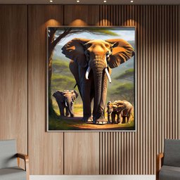 Quadro Decorativo Animais Sombra da Savana com Moldura Prata - 180x100 Cm - 2
