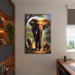 Quadro Decorativo Animais Sombra da Savana com Moldura Prata - 180x100 Cm - 3