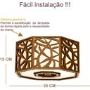 Ver imagem 3 de Luminária Decorativa Madeira Plafon Copacabana Octa 35cm:Freijó