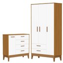 Ver imagem 1 de Guarda Roupa Infantil Flip 3 Portas com Cômoda Infantil Sapateira Flip Branco Acetinado Savana - Rel