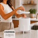 Ver imagem 5 de Lixeira Branca com Detalhes em Dourado 6 Litros Alumínio Suspensa Cozinha Escritório Level - Édecasa