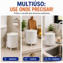 Ver imagem 6 de Lixeira Branca com Detalhes em Dourado 6 Litros Alumínio Suspensa Cozinha Escritório Level - Édecasa