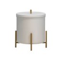 Ver imagem 1 de Lixeira Branca com Detalhes em Dourado 6 Litros Alumínio Suspensa Cozinha Escritório Level - ÉdeCasaMóveis