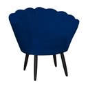 Ver imagem 2 de Combo Poltrona Decorativa E Puff Para Recepção Pétala Suede Azul Marinho - LM DECOR