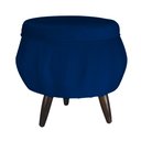 Ver imagem 3 de Combo Poltrona Decorativa E Puff Para Recepção Pétala Suede Azul Marinho - LM DECOR