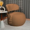 Ver imagem 2 de Poltrona Decorativa Greta Base Giratória Ouro Fosco Bouclé Terracota - Nexta Casa