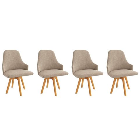Cadeiras Cozinha Suria 1c002ca Premium Madeira Maciça Kit 4 Un Carvalho/linho Bege Fendi Kappesberg