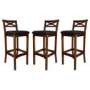 Ver imagem 1 de Kit 3 Banquetas Média Estofada para Bancada Madri Madeira Castanho Suede Preto CCS