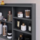 Ver imagem 3 de Espelheira de Banheiro Armário Suspenso 1 Porta com Prateleira Organizador Luxo - Cinza