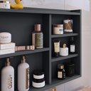 Ver imagem 4 de Espelheira de Banheiro Armário Suspenso 1 Porta com Prateleira Organizador Luxo - Cinza