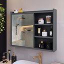 Ver imagem 1 de Espelheira de Banheiro Armário Suspenso 1 Porta com Prateleira Organizador Luxo - Cinza