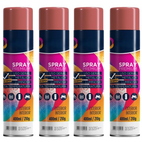 Tinta Spray 400ml Vermelho Uso Geral em Aço Ferro Gesso Cerâmica Couro | Universo | Kit 04 Un