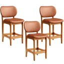 Ver imagem 1 de Kit 03 Banquetas Baixa Bar Cozinha Sala Jantar Fixa Betta L02 Imbuia Couríssimo Camel - Lyam Decor B